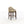 Bar stool with beige cushioned seat and dark wooden legs on a white background