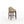 Bar stool with beige cushioned seat and dark wooden legs on a white background
