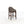 Bar stool with gray cushioned seat and wooden legs on a white background