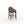 Bar stool with gray cushioned seat and wooden legs on a white background