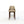 Bar stool with beige cushioned seat and wooden legs on a white background