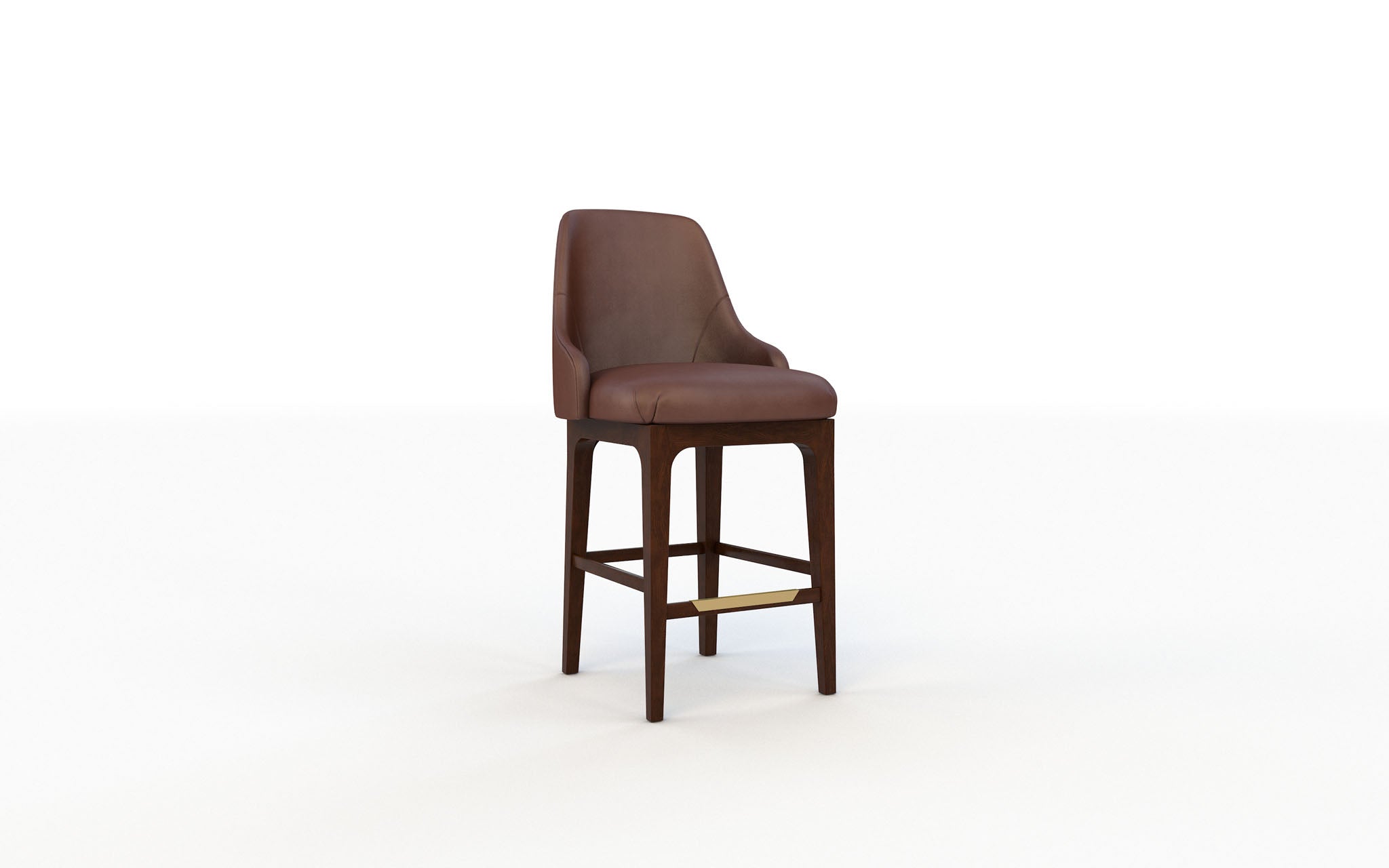 Brown bar stool on a white background